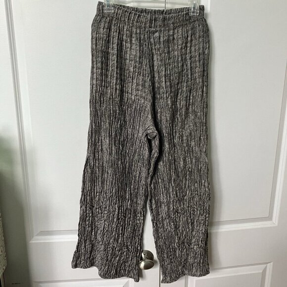 IGOR Alec Pants Womens 8 Dobranic Artsy Wide Leg Linen Crinkle Cropped Lagenlook - Picture 2 of 7